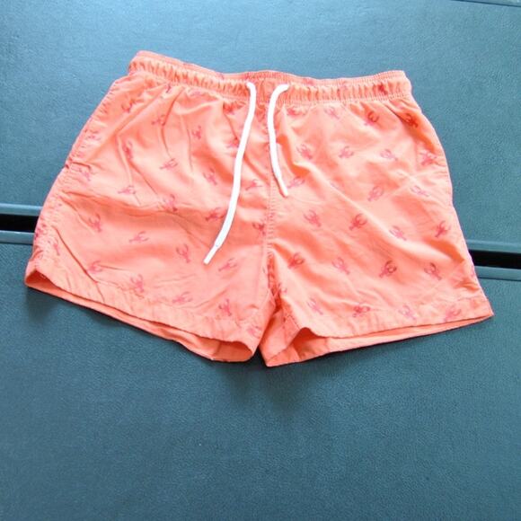 Aquary Orange w/ Red Lobster Pattern Design with Pockets Swim Shorts - Picture 8 of 9